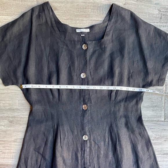SOLD! Russ Berens 100% Linen Maxi Dress Shell Buttons Down Front Square Neck - Picture 11 of 13